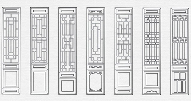 普宁常用中式仿古花窗图案隔断设计图